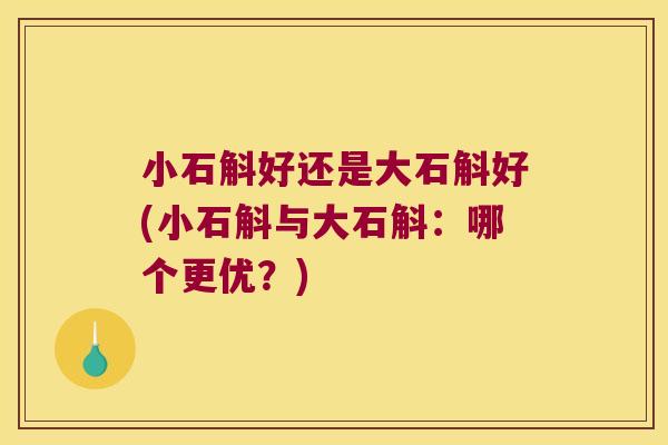 小石斛好还是大石斛好(小石斛与大石斛：哪个更优？)