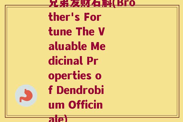 兄弟发财石斛(Brother's Fortune The Valuable Medicinal Properties of Dendrobium Officinale)