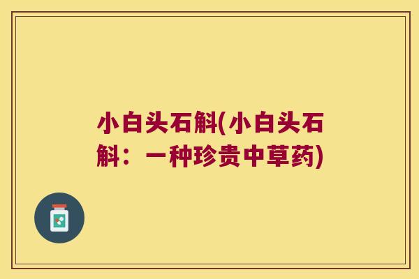 小白头石斛(小白头石斛:一种珍贵中草药) 小白头石斛(小白头石斛:一种珍贵中草药)