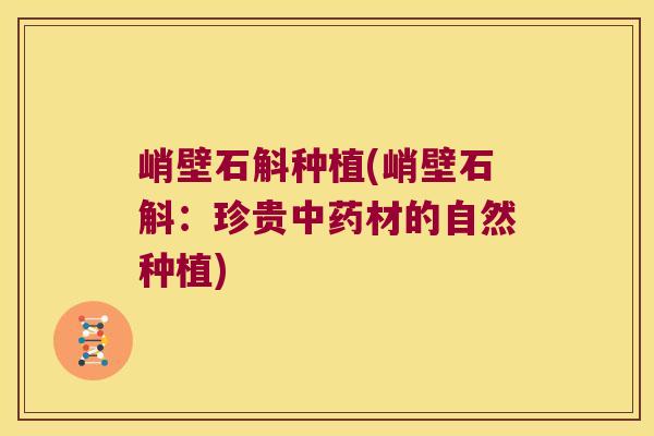 峭壁石斛种植(峭壁石斛：珍贵材的自然种植)