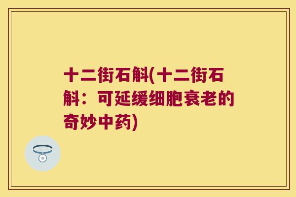 十二街石斛(十二街石斛：可延缓细胞衰老的奇妙中药)