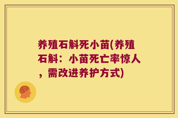 养殖石斛死小苗(养殖石斛：小苗死亡率惊人，需改进养护方式)