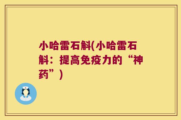 小哈雷石斛(小哈雷石斛：提高免疫力的“神药”)