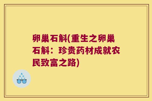 卵巢石斛(重生之卵巢石斛：珍贵药材成就农民致富之路)