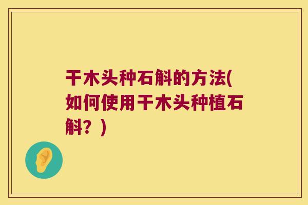 干木头种石斛的方法(如何使用干木头种植石斛？)