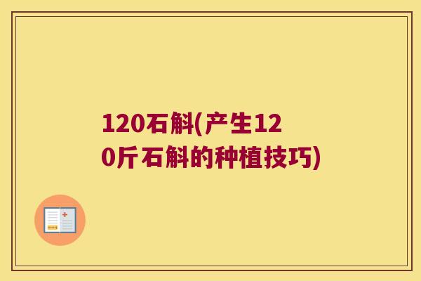 120石斛(产生120斤石斛的种植技巧)