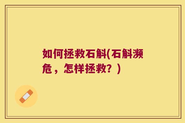 如何拯救石斛(石斛濒危，怎样拯救？)