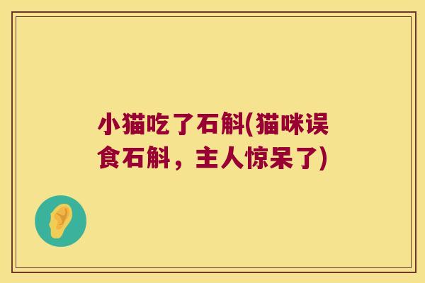小猫吃了石斛(猫咪误食石斛，主人惊呆了)