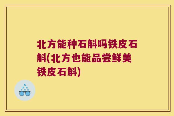 北方能种石斛吗铁皮石斛(北方也能品尝鲜美铁皮石斛)