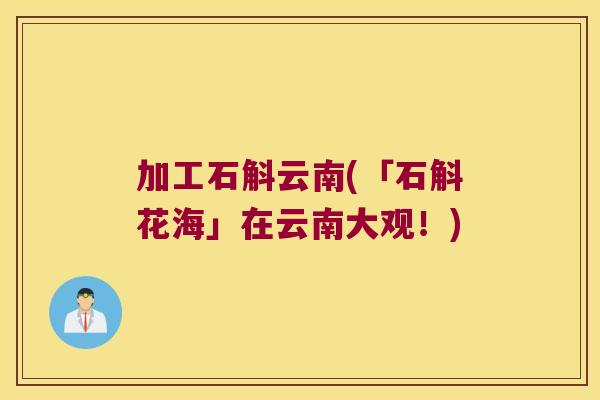加工石斛云南(「石斛花海」在云南大观！)