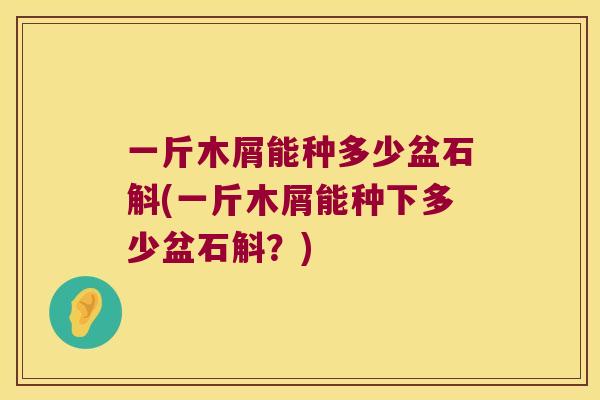 一斤木屑能种多少盆石斛(一斤木屑能种下多少盆石斛?) 一斤木屑能种多少盆石斛(一斤木屑能种下多少盆石斛?)