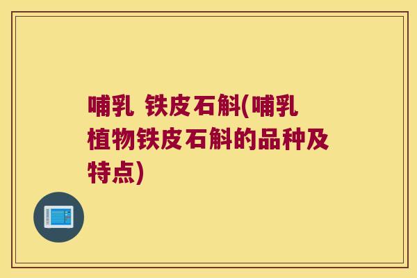 哺乳 铁皮石斛(哺乳植物铁皮石斛的品种及特点)