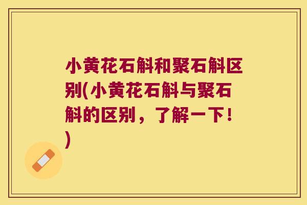 小黄花石斛和聚石斛区别(小黄花石斛与聚石斛的区别，了解一下！)