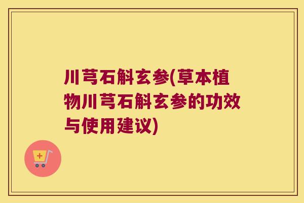 川芎石斛玄参(草本植物川芎石斛玄参的功效与使用建议)