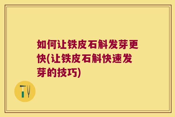 如何让铁皮石斛发芽更快(让铁皮石斛快速发芽的技巧)