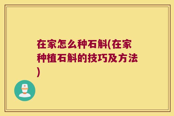 在家怎么种石斛(在家种植石斛的技巧及方法)