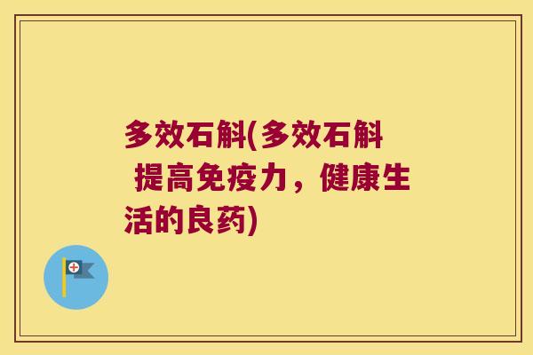 多效石斛(多效石斛  提高力，健康生活的良药)