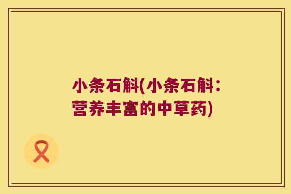 小条石斛(小条石斛：营养丰富的中草药)