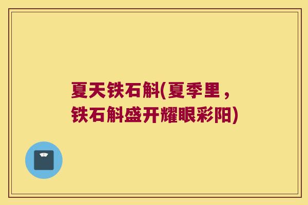 夏天铁石斛(夏季里，铁石斛盛开耀眼彩阳)