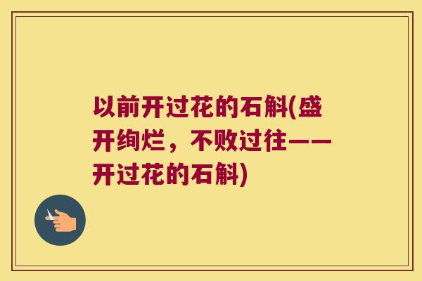 以前开过花的石斛(盛开绚烂，不败过往——开过花的石斛)