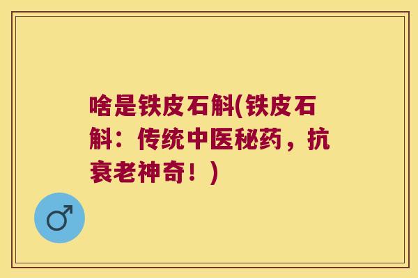 啥是铁皮石斛(铁皮石斛：传统中医秘药，抗神奇！)