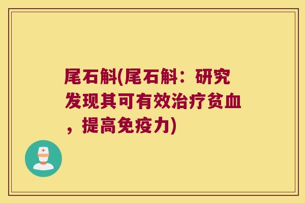 尾石斛(尾石斛：研究发现其可有效贫，提高力)