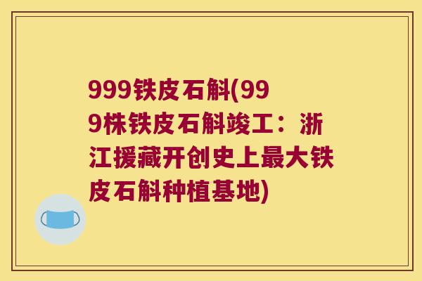 999铁皮石斛(999株铁皮石斛竣工：浙江援藏开创史上大铁皮石斛种植基地)