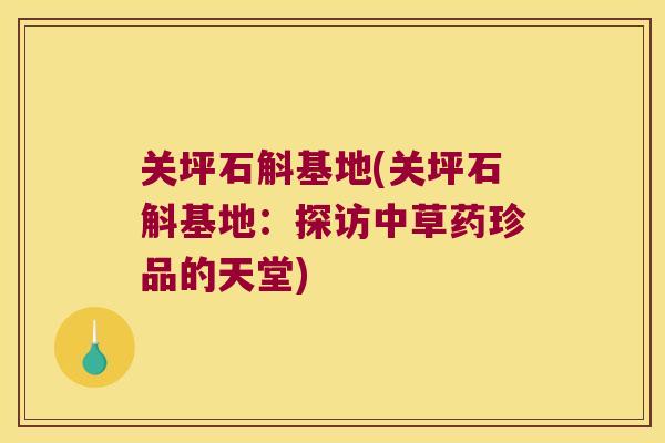 关坪石斛基地(关坪石斛基地：探访中草药珍品的天堂)