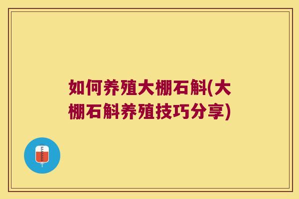 如何养殖大棚石斛(大棚石斛养殖技巧分享)