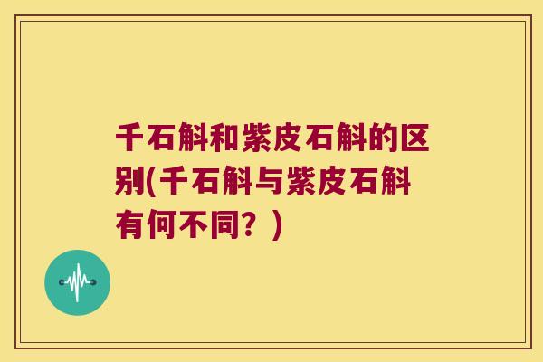 千石斛和紫皮石斛的区别(千石斛与紫皮石斛有何不同？)