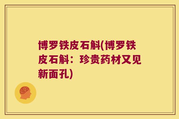 博罗铁皮石斛(博罗铁皮石斛：珍贵药材又见新面孔)