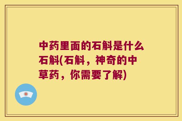 里面的石斛是什么石斛(石斛，神奇的中草药，你需要了解)
