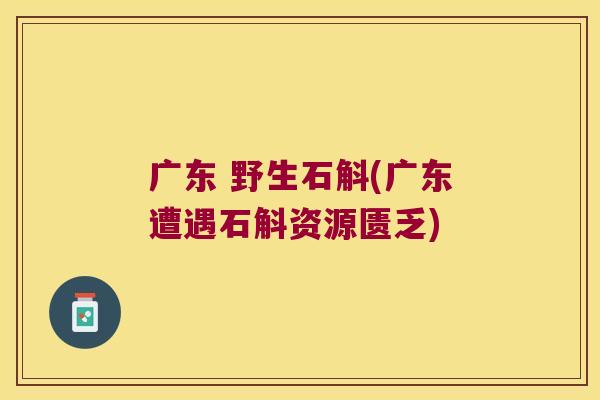 广东 野生石斛(广东遭遇石斛资源匮乏)