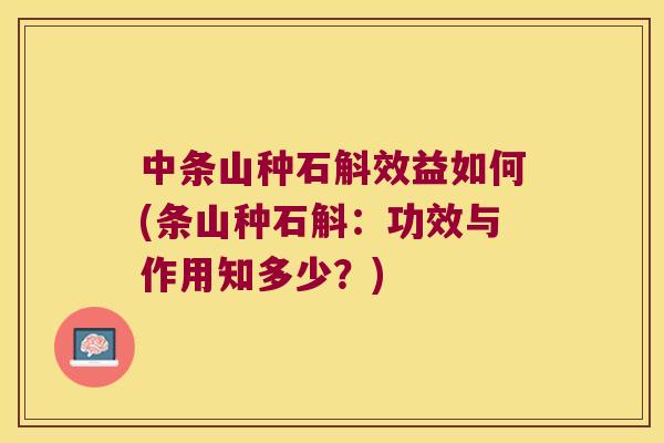 中条山种石斛效益如何(条山种石斛：功效与作用知多少？)