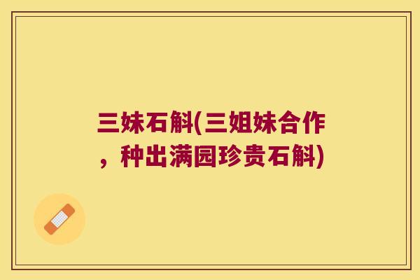 三妹石斛(三姐妹合作，种出满园珍贵石斛)