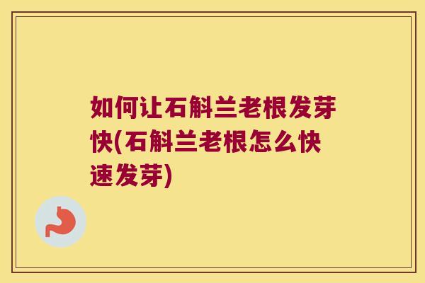 如何让石斛兰老根发芽快(石斛兰老根怎么快速发芽)