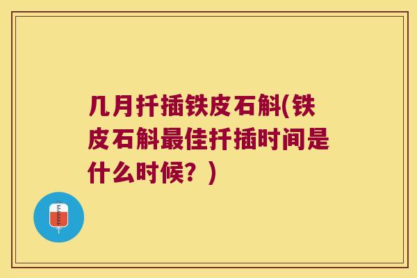 几月扦插铁皮石斛(铁皮石斛最佳扦插时间是什么时候？)