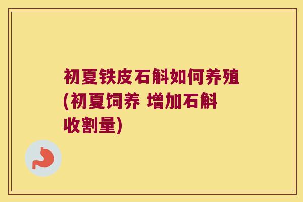 初夏铁皮石斛如何养殖(初夏饲养 增加石斛收割量)