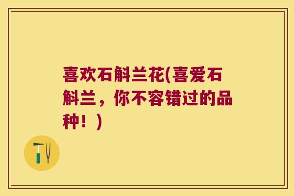 喜欢石斛兰花(喜爱石斛兰，你不容错过的品种！)