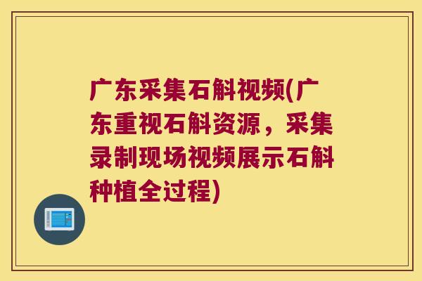 广东采集石斛视频(广东重视石斛资源，采集录制现场视频展示石斛种植全过程)
