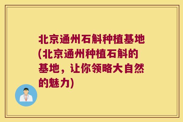 北京通州石斛种植基地(北京通州种植石斛的基地，让你领略大自然的魅力)