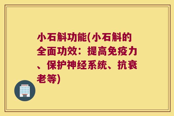 小石斛功能(小石斛的全面功效：提高力、保护系统、抗等)