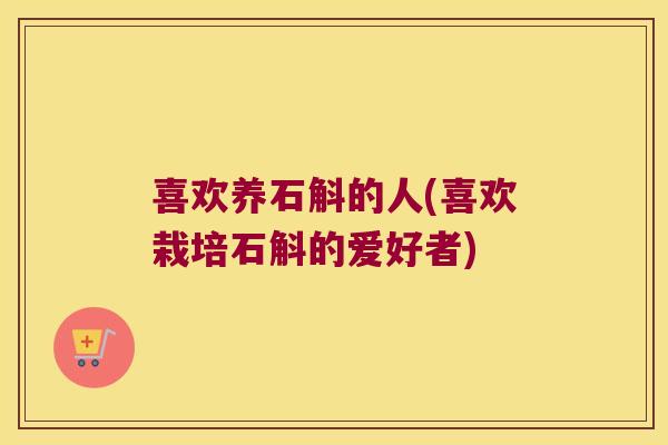 喜欢养石斛的人(喜欢栽培石斛的爱好者)