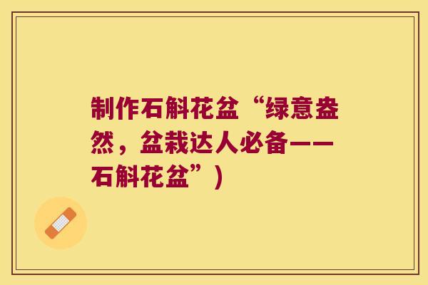 制作石斛花盆“绿意盎然，盆栽达人必备——石斛花盆”)