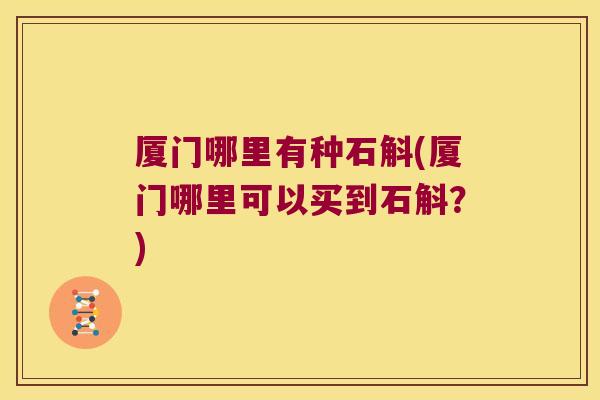 厦门哪里有种石斛(厦门哪里可以买到石斛？)