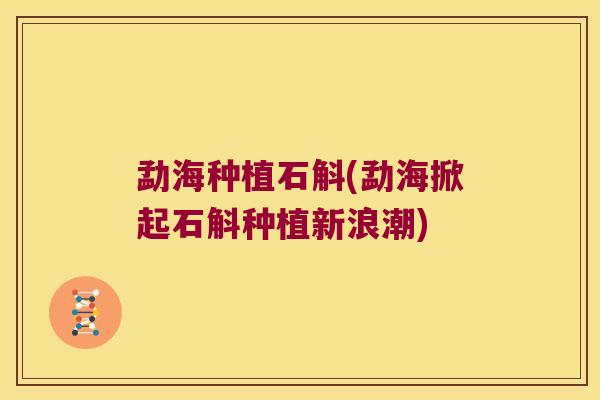 勐海种植石斛(勐海掀起石斛种植新浪潮)