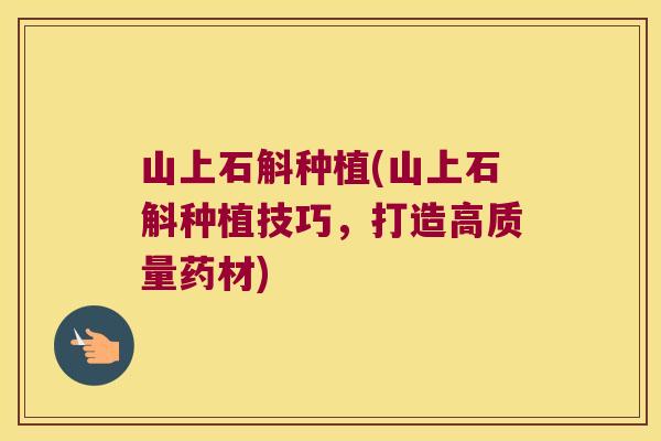 山上石斛种植(山上石斛种植技巧，打造高质量药材)