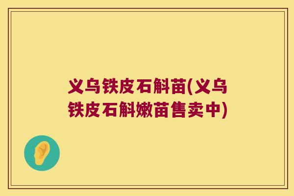 义乌铁皮石斛苗(义乌铁皮石斛嫩苗售卖中)