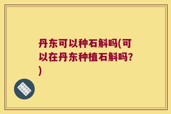 丹东可以种石斛吗(可以在丹东种植石斛吗？)