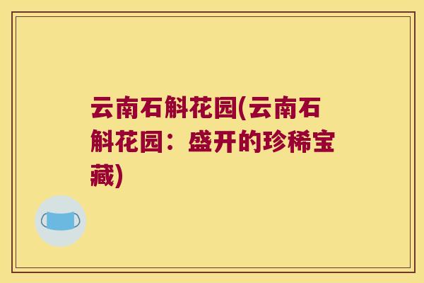 云南石斛花园(云南石斛花园：盛开的珍稀宝藏)